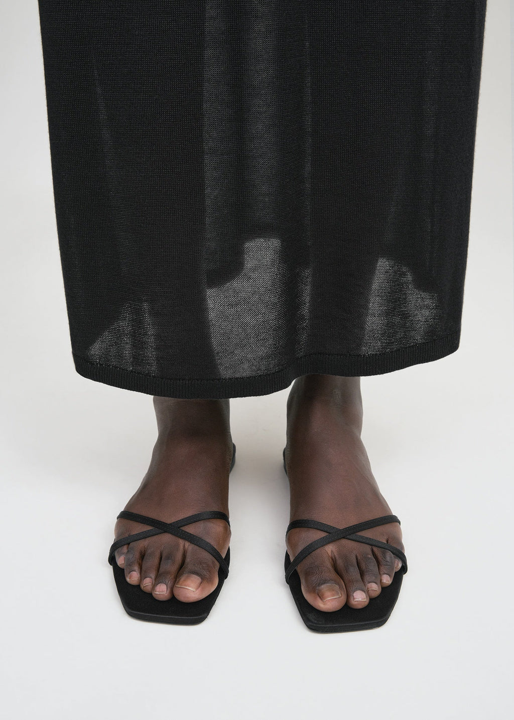 Satin crossover slides black