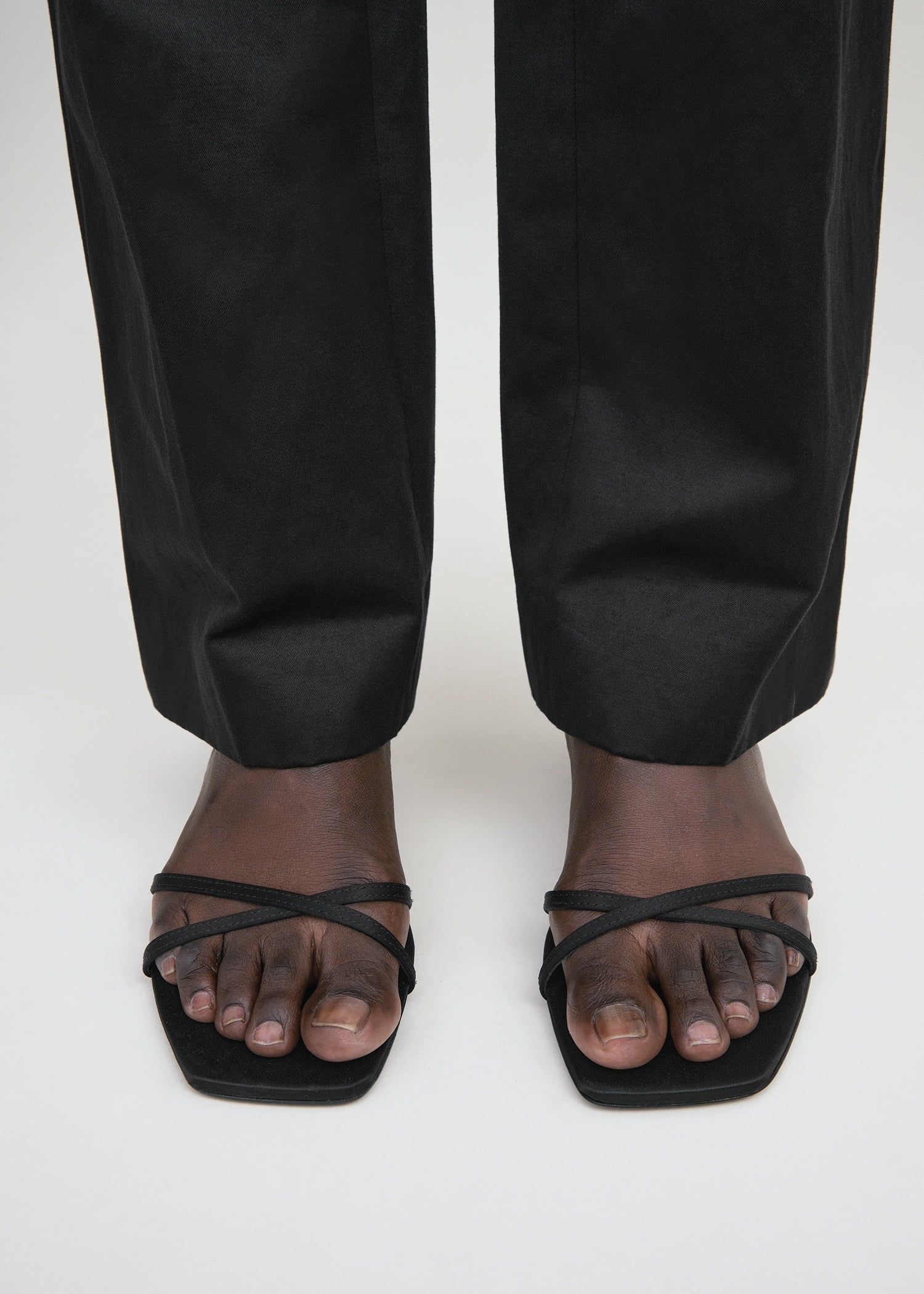 Satin crossover sandals black