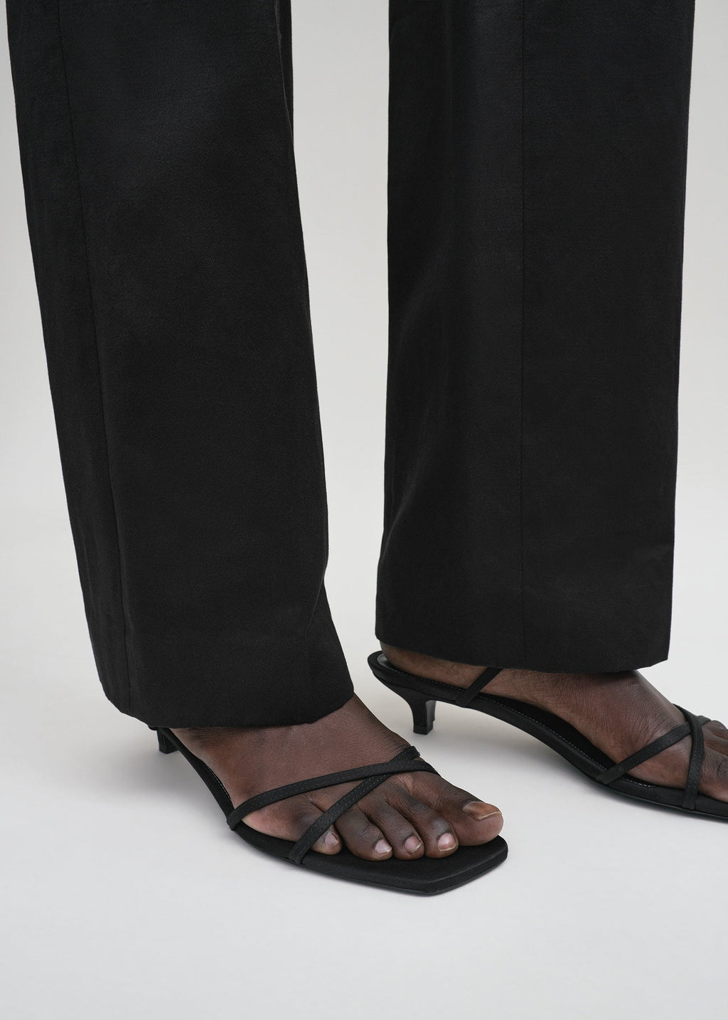 Satin crossover sandals black