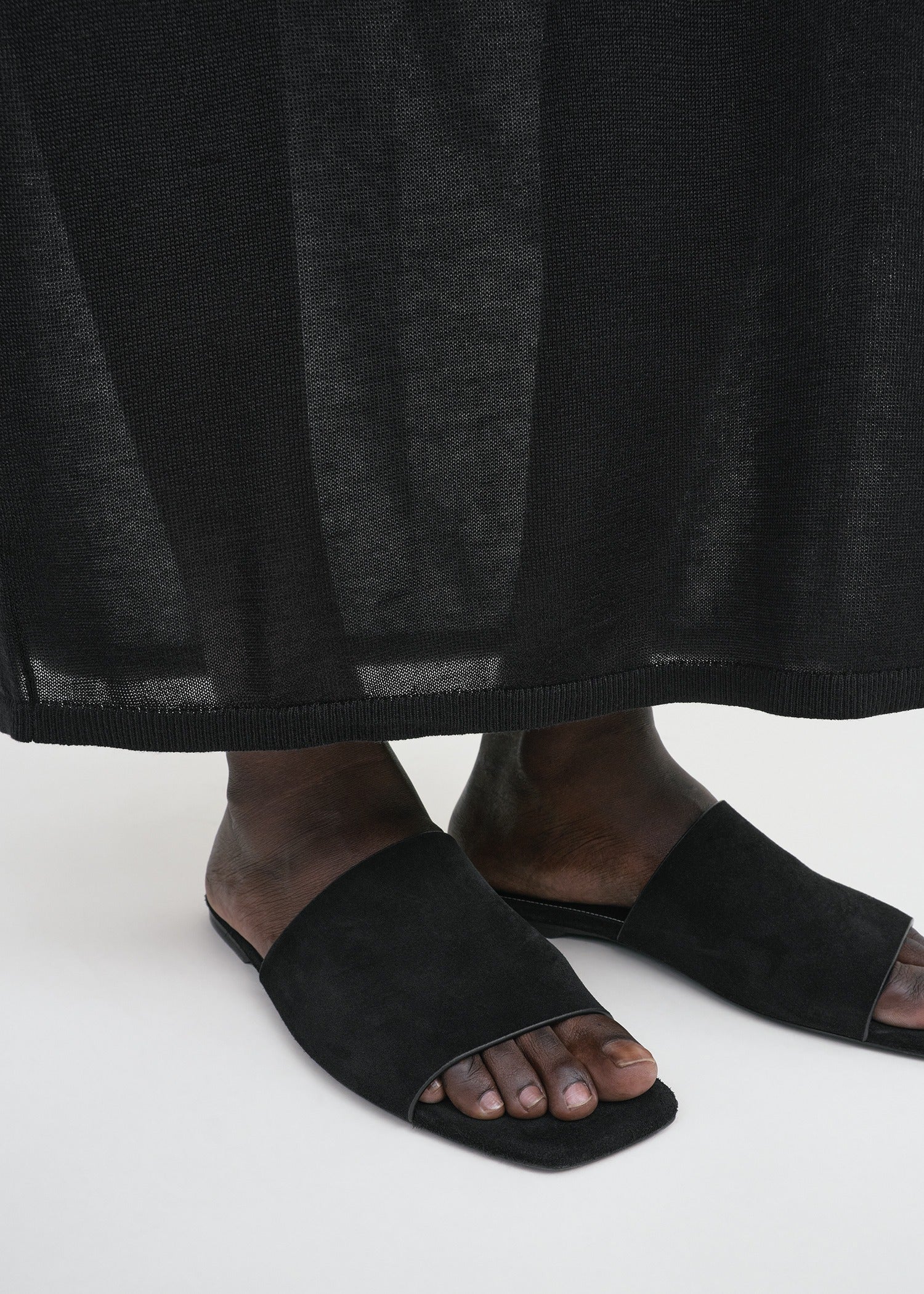 Velour-leather bandeau slides black