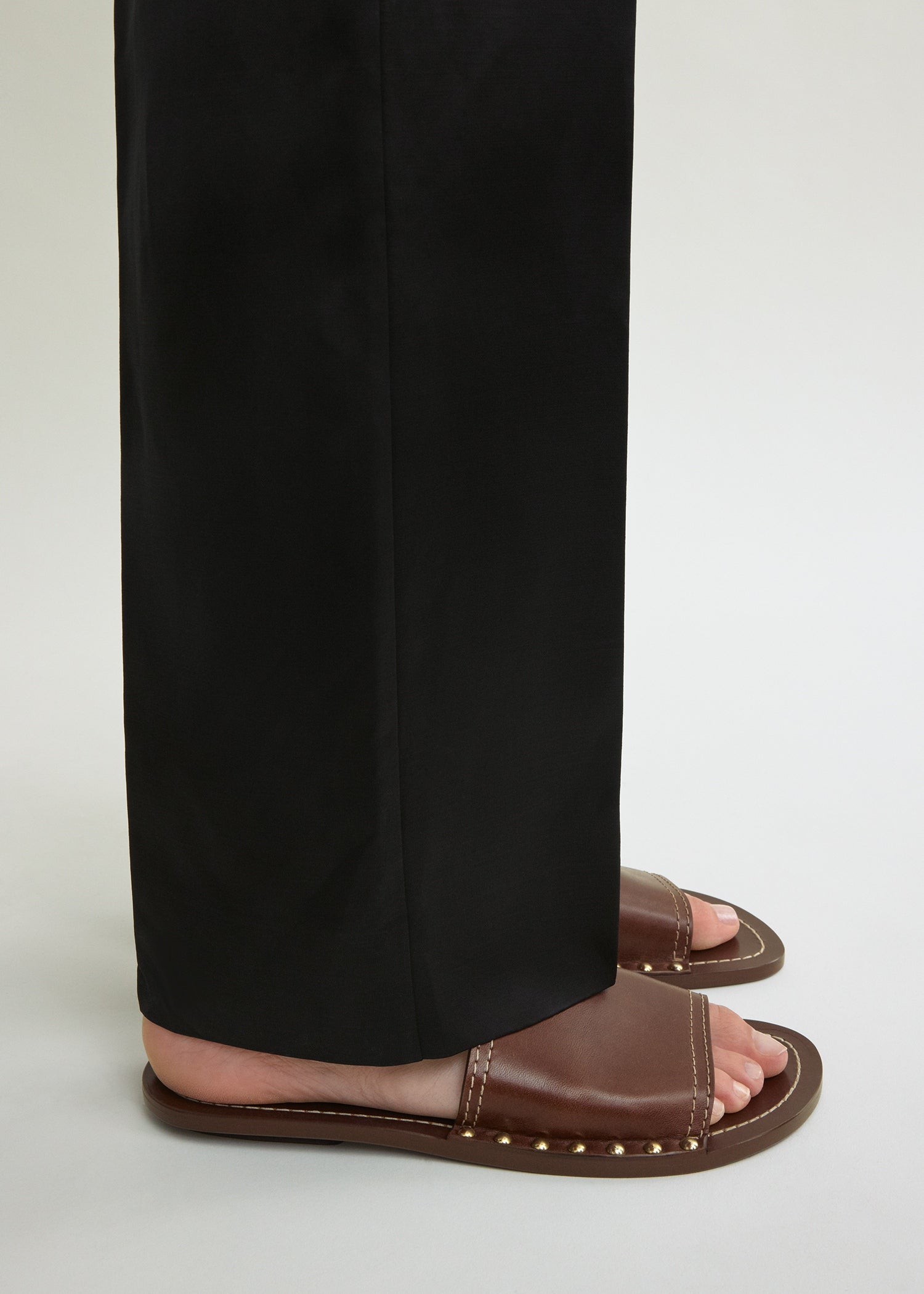Studded leather slides sienna