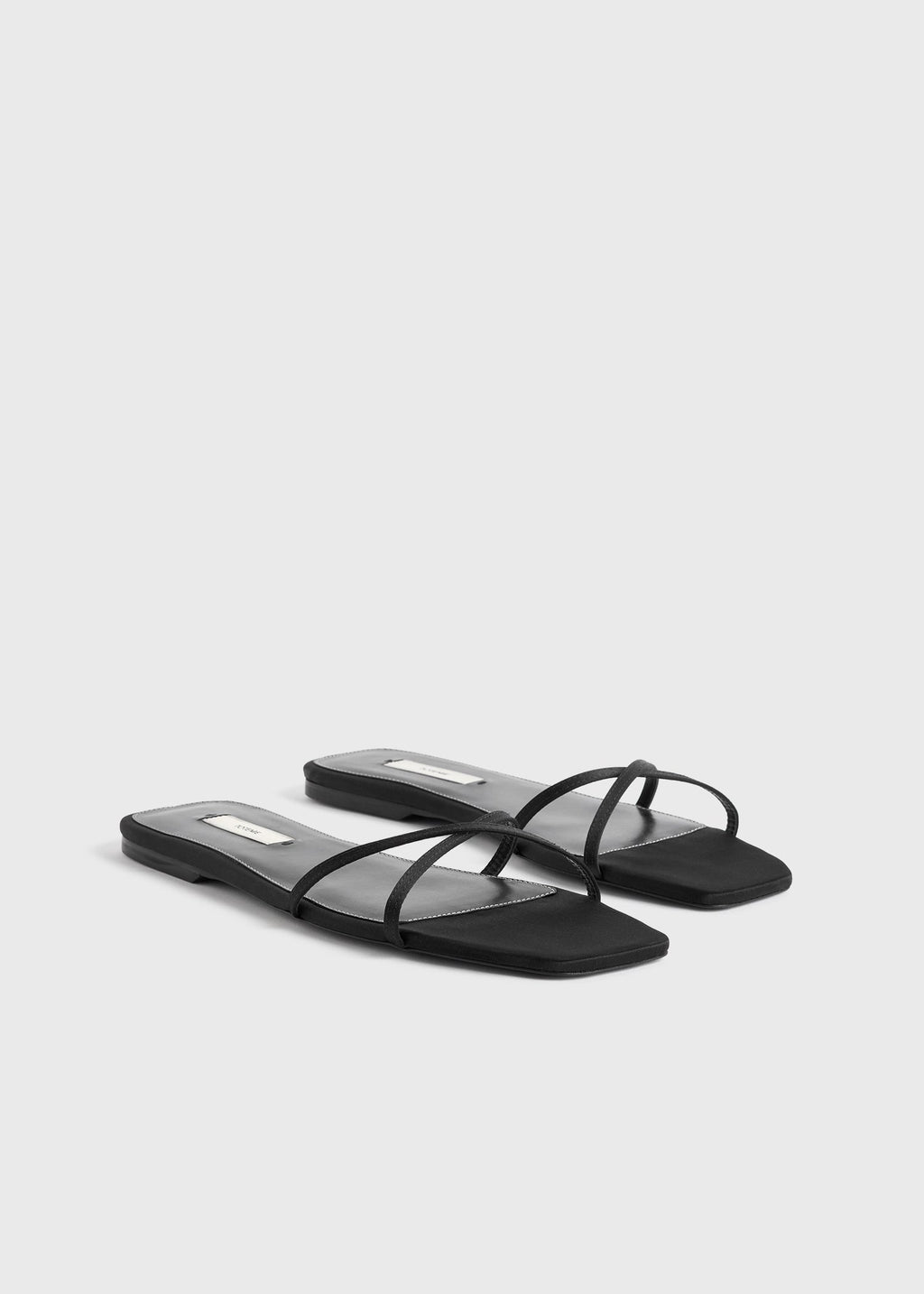 Satin crossover slides black