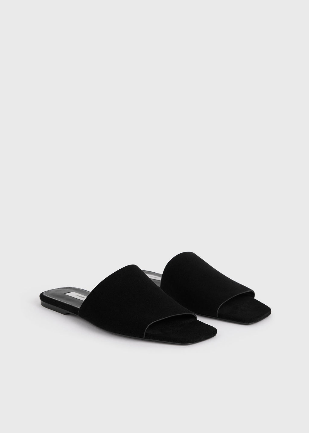Velour-leather bandeau slides black