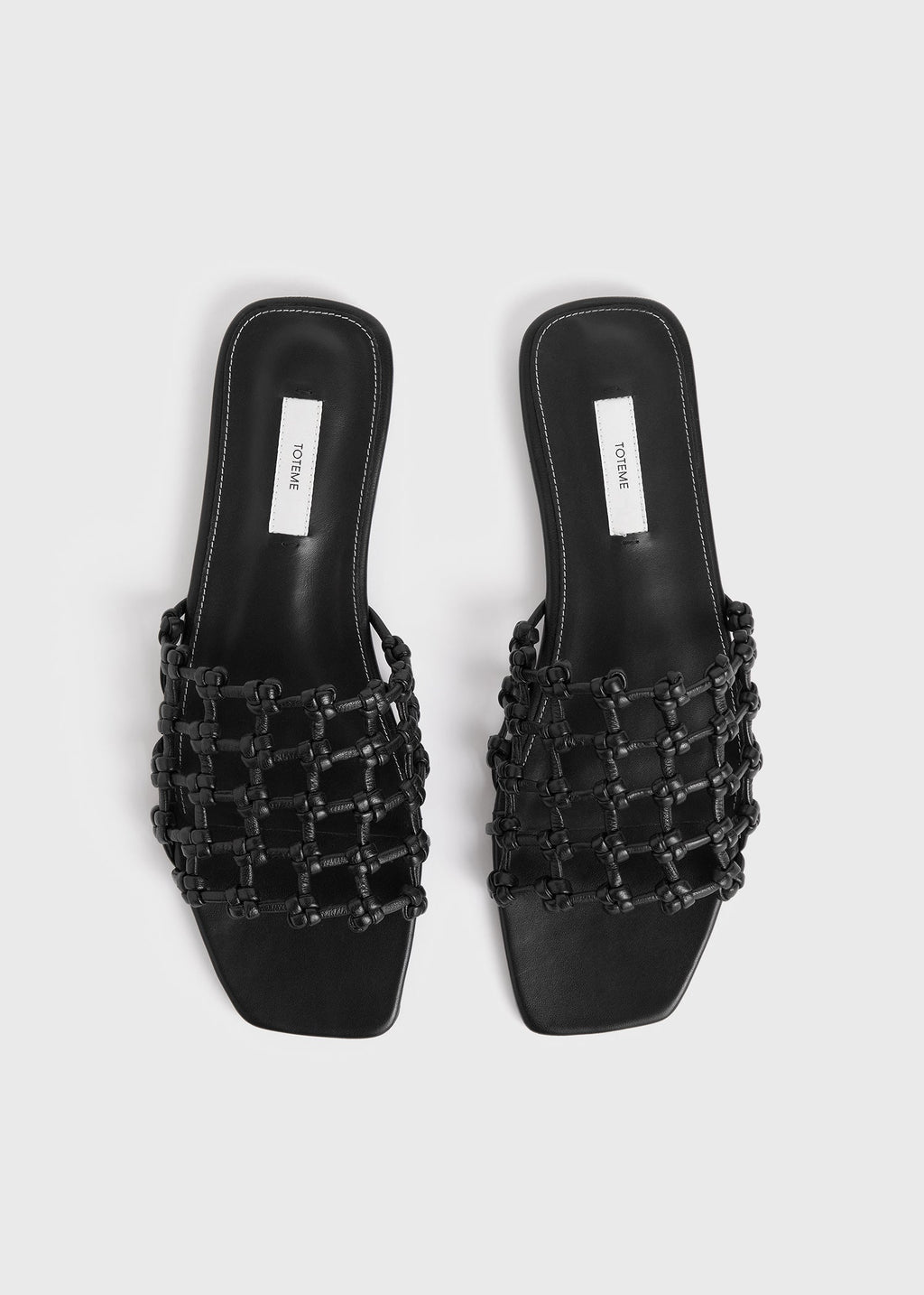 Braided-leather bandeau slides black