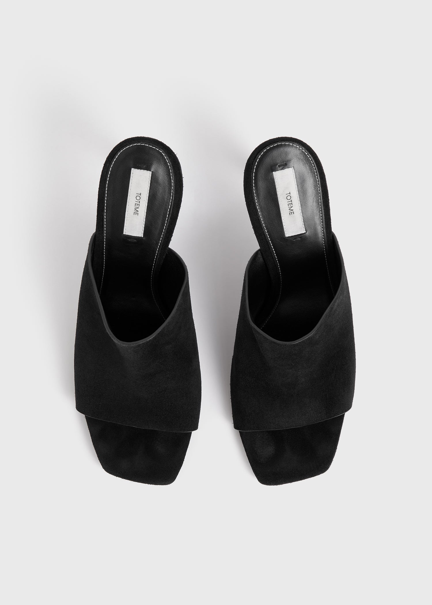 Velour-leather bandeau mules black