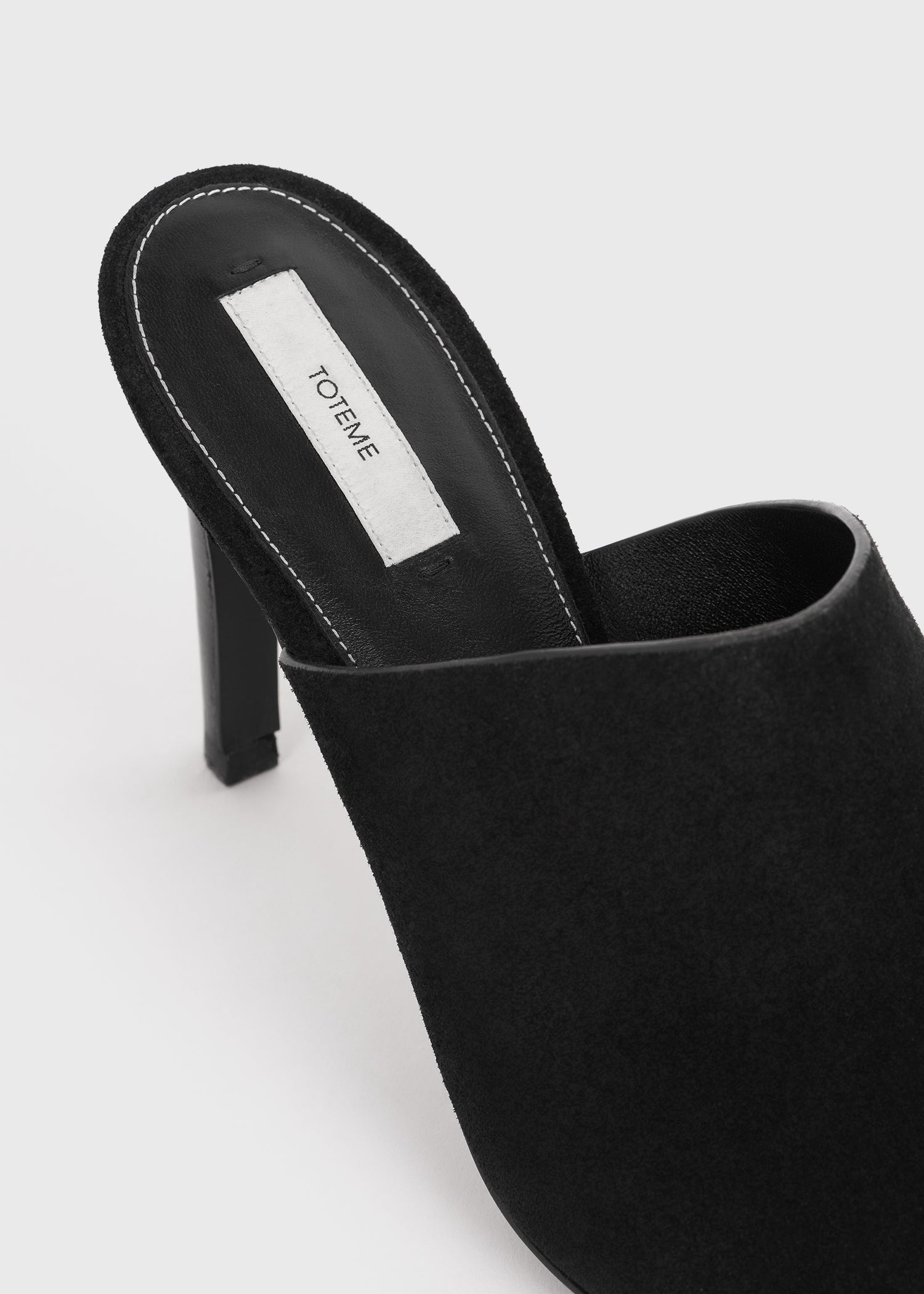 Velour-leather bandeau mules black
