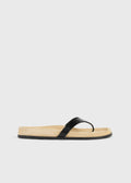Contoured lizard-embossed flip flops beige/black
