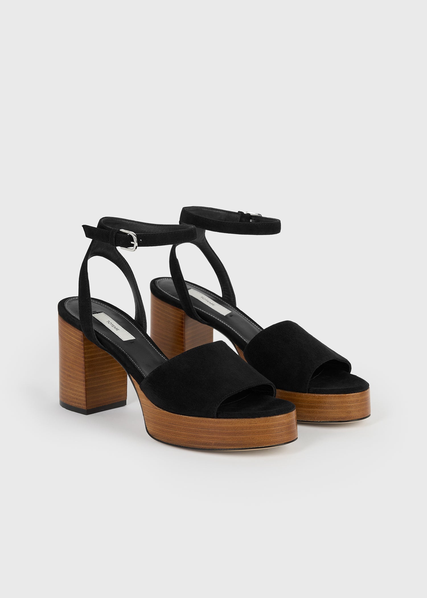 Platform suede sandals black/tan