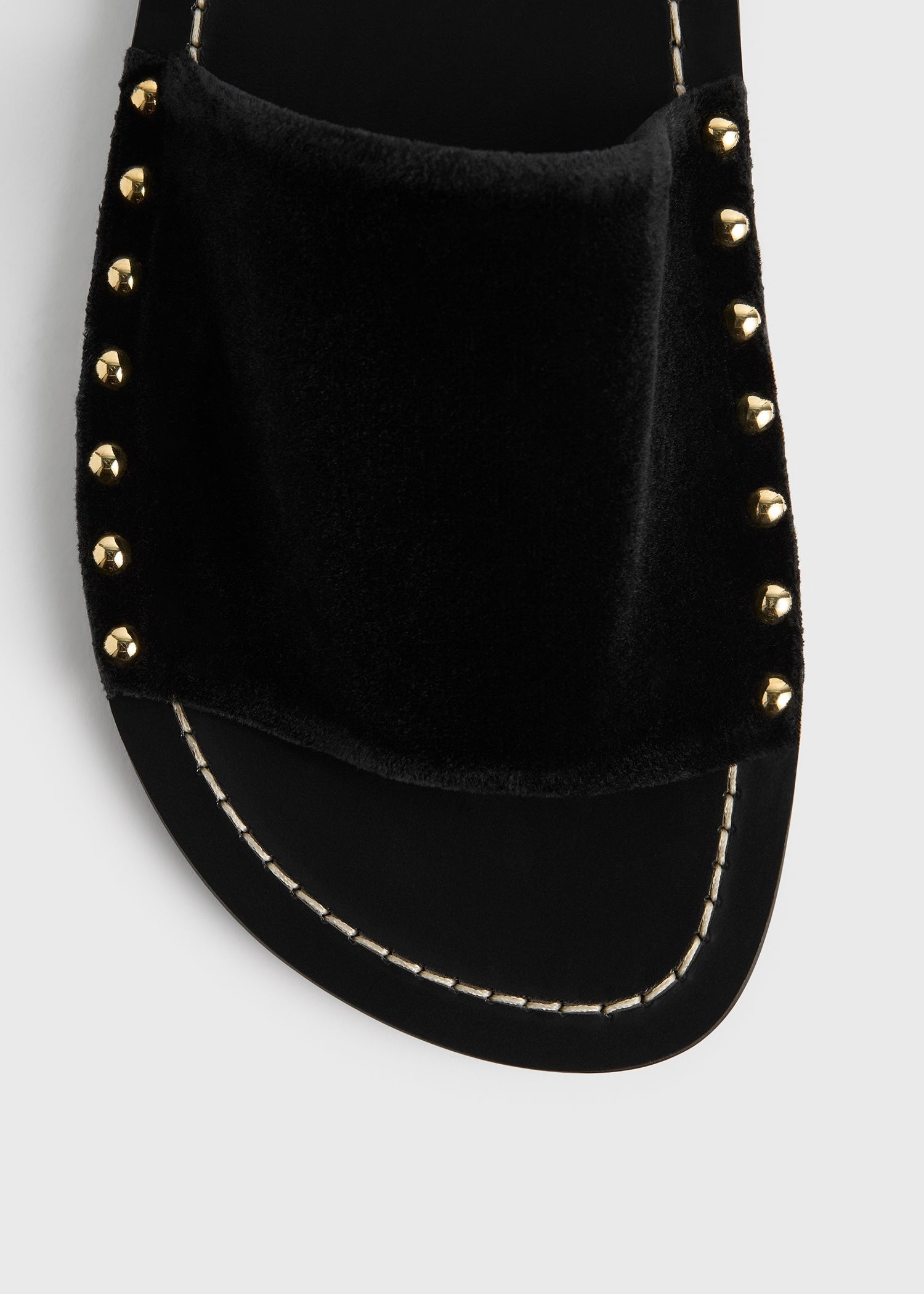 Studded velvet slides black