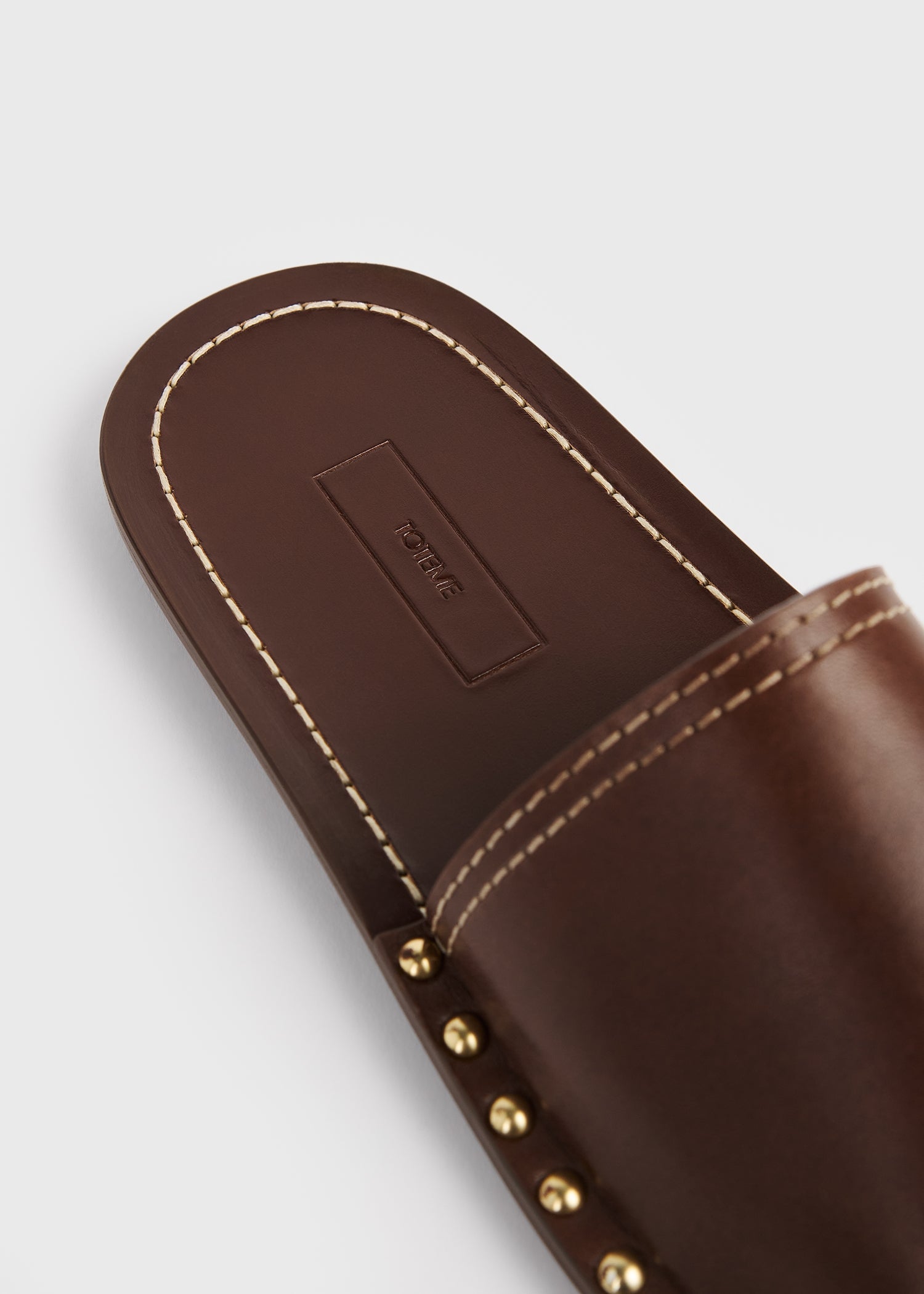 Studded leather slides sienna