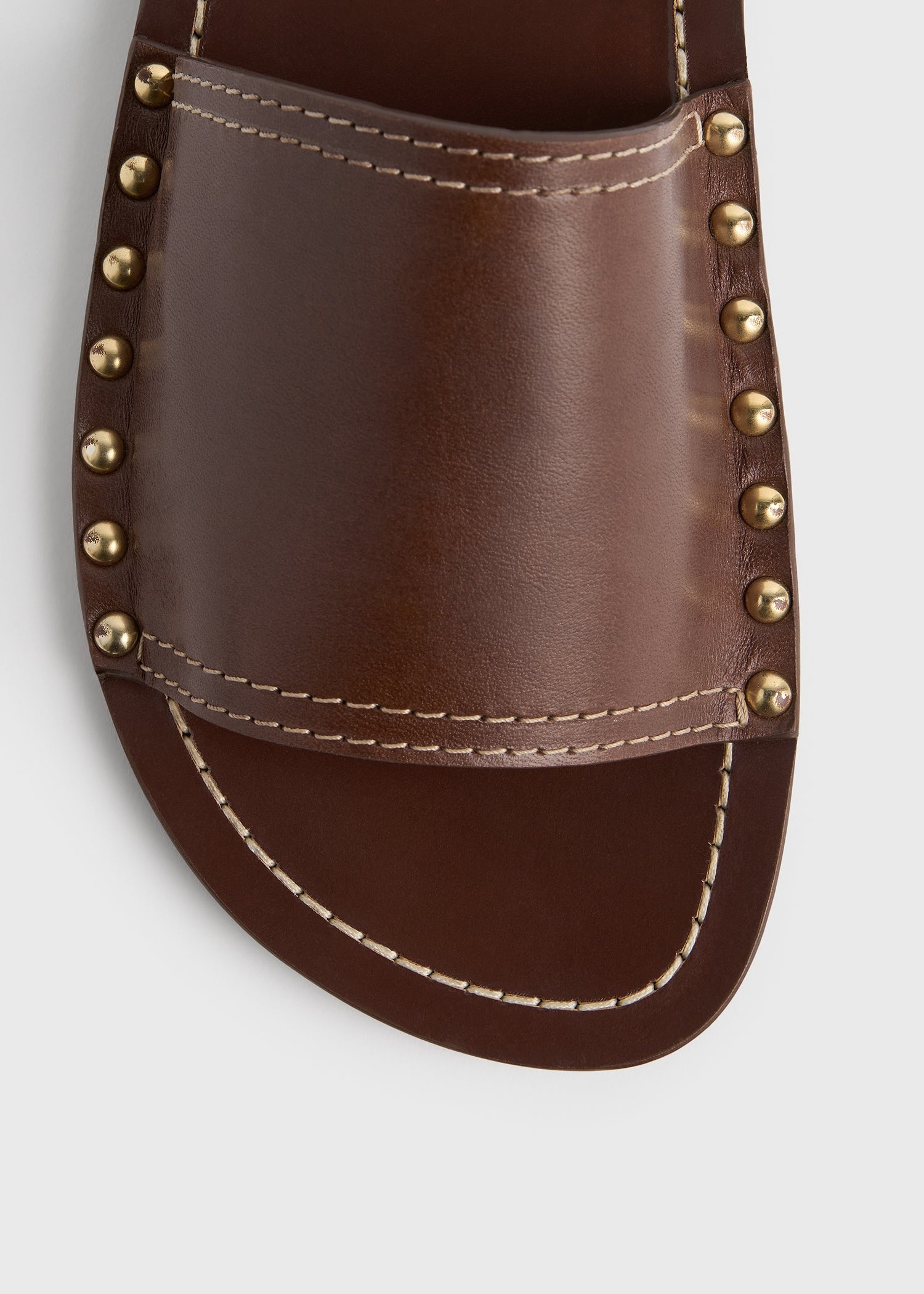 Studded leather slides sienna
