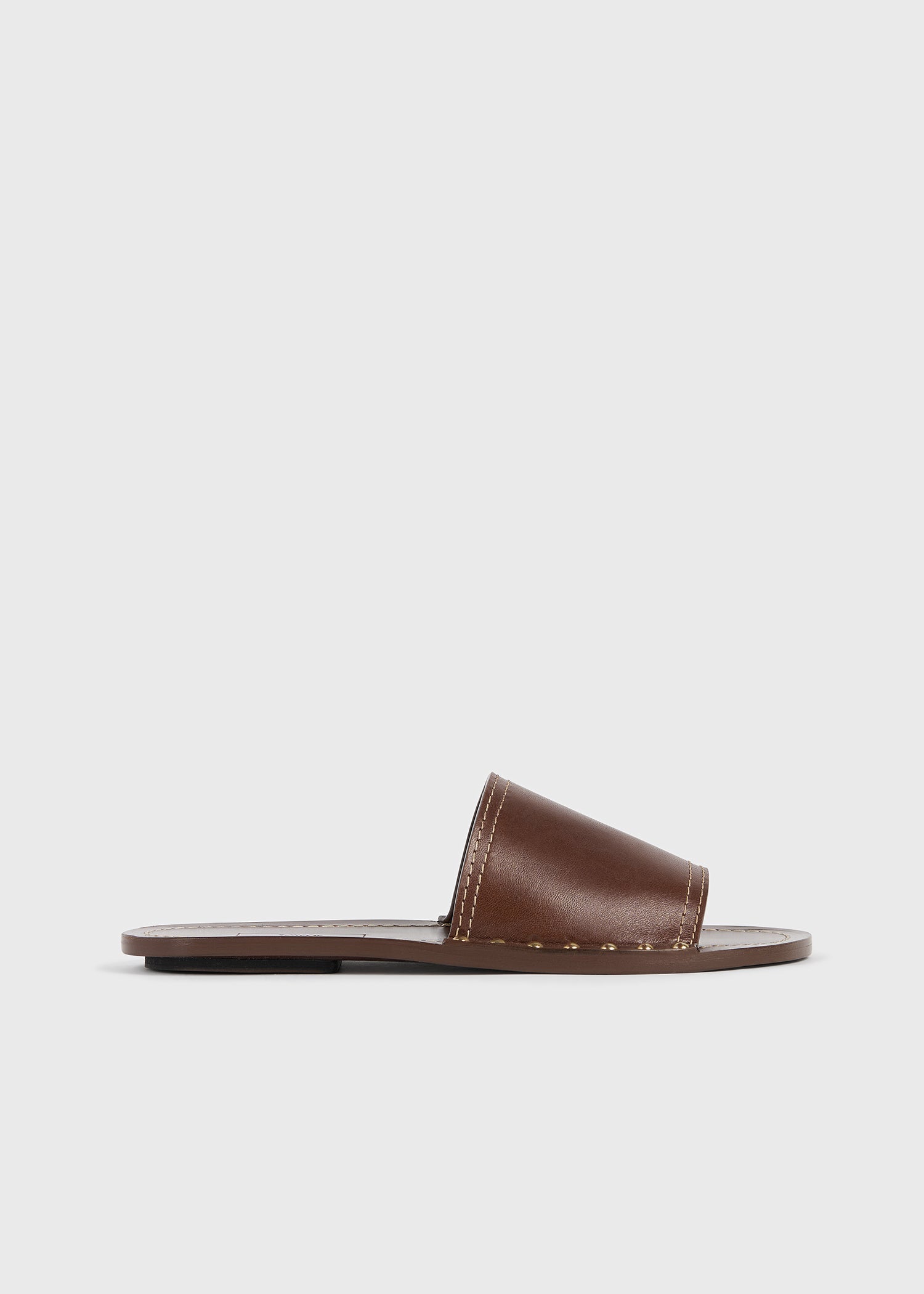Studded leather slides sienna